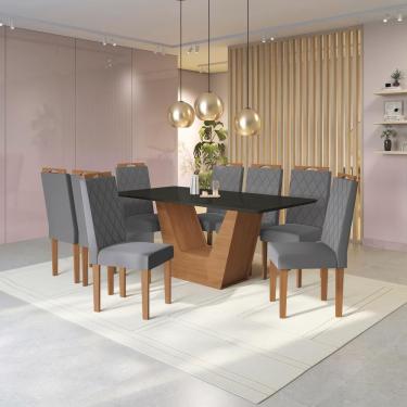Imagem de Conjunto Sala De Jantar Verbana Kappesberg 8 Cadeiras Veludo Titanio
