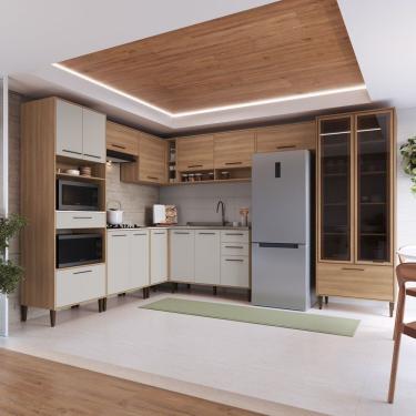 Imagem de Cozinha Completa 9 Peças Com Cristaleira Jade Freijó - Arenas