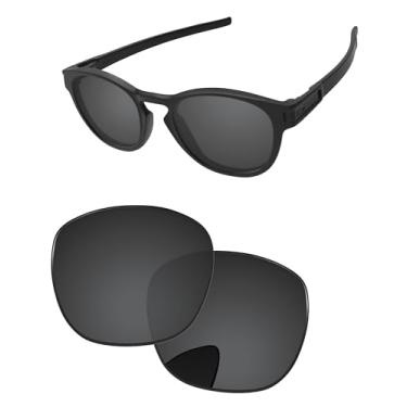 Imagem de PapaViva Lentes de substituição para óculos de sol Oakley Latch OO9265 53 mm preto sólido Pro+ antiembaçamento polarizado