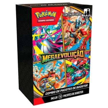 Imagem de Combo de Pacotes Booster Pokémon Mega Evolução TCG 108 Cartas 10054 35665 - Copag
