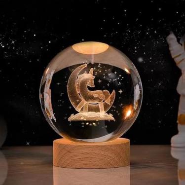 Imagem de Luminária de Mesa Bola de Cristal com LED - Luz Noturna para Quarto, Presente Decorativo 3D para Natal e Aniversário(2001-11)