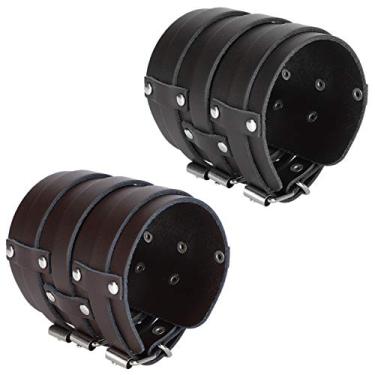 Imagem de Ymiko Pulseira de Manguito de Couro, 2pcs Banda de Pulseira de Manguito Banda de Couro