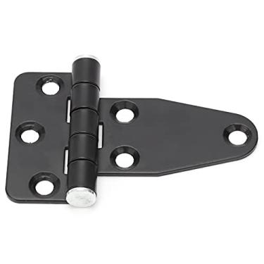 Imagem de Dobradiça de porta em forma de t, aço inoxidável, dobradiça resistente do obturador para portas de gerador elétrico, preto, 6 furos, hardware de fixação