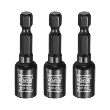 Imagem de HARFINGTON 3 peças de broca de chave de porca, soquete métrico de 8 mm, haste sextavada de 1/10.2 cm, 50 mm, soquetes magnéticos de 6 pontos de comprimento, conjuntos de parafusos de aço CR-V de troca