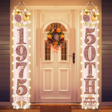 Imagem de Banner de porta Eiurteao 50º aniversário Vintage 1975 rosa