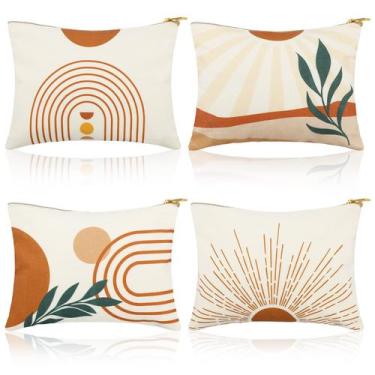 Imagem de Bolsas de cosméticos Sotiff Boho Retro Canvas de maquiagem x4