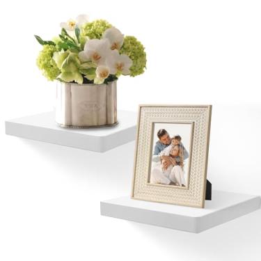 Imagem de FURAOMEILI Prateleiras flutuantes para parede, conjunto de 2 prateleiras quadradas de madeira maciça de 20 cm, pequena prateleira decorativa de parede para banheiro, quarto, sala de estar e cozinha