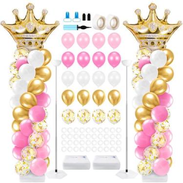 Imagem de Kit de suporte de coluna de balão Kasyat Princess Party com 2 coroas