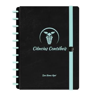 Imagem de Caderno De Disco Iscool Inteligente Personalizado 80 Folhas Profissões Preto Verde Oceano Ciências Contábeis Grande G