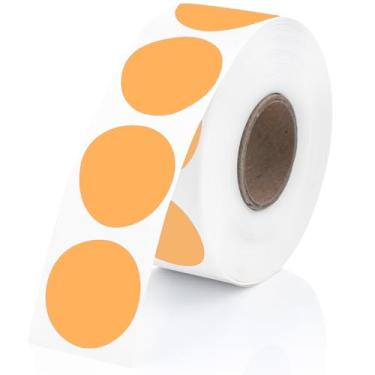 Imagem de Perco Etiquetas adesivas térmicas de círculo redondo laranja de 2,5 cm - 735 etiquetas por rolo, compatível com impressora térmica direta, adesivo permanente, cores vibrantes, fixação forte, perfurado