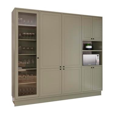 Imagem de Cozinha Modulada Pequena Herval Viana, 4 Peças, Verde Hill, com Vidro