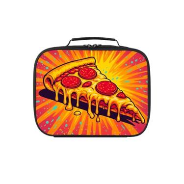 Imagem de AnySmic Lancheira de pizza para crianças, lancheira de escola primária para meninos e meninas, camada isolada, poliéster, lancheira infantil à prova de vazamento para crianças a partir de 6 anos, cabe