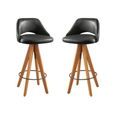 Imagem de Kit 2 Banquetas Giratórias Estofadas com Encosto Nicole - Zurc Decor