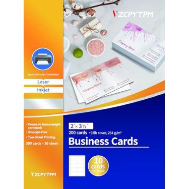 Imagem de VZCPYTPM Cartões de visita imprimíveis 5 cm x 9 cm, 200 cartões em branco, papel personalizável para impressoras a jato de tinta e laser, personalizados, cartolina DIY para pequenas empresas