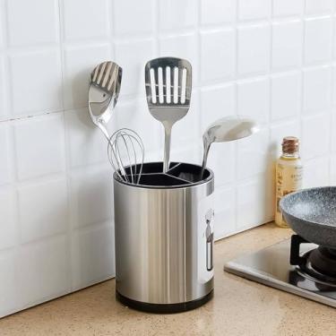 Imagem de Porta Talheres Inox Utensílios Giratório Cozinha - bmax