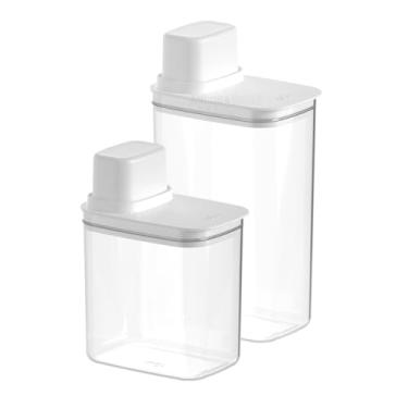 Imagem de Pote Hermético Organizador com Vedação 1,5/2,3 Litros Dispenser Copo Medidor Porta Cereais e Grãos (Branco)