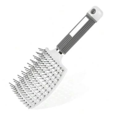 Imagem de Escova Raquete Vazada Profissional Branco Para Cabelo Com Cabo Silicon