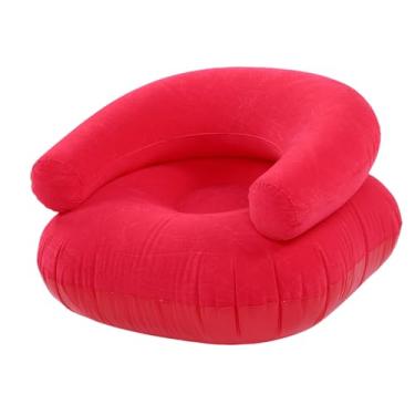 Imagem de Zopsc Sofá Inflável para Espreguiçadeira, sofá Portátil Leve Com Encosto Em Forma de U, Macio, Confortável e Fácil Armazenamento, para Viagens Ao Ar Livre No Quarto (Rosa Vermelha)