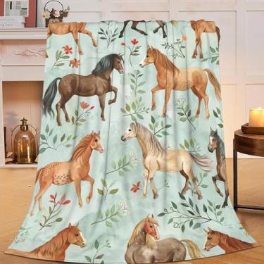 Imagem de Flintis Cobertor de cavalo decoração de cavalos com estampa animal cobertor presente para meninas meninos super quente macio pelúcia leve flanela inverno sofá cobertores de cama para crianças adultos