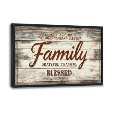Imagem de Flintis Arte de parede de família grande imagens de sinal de palavra de família decoração de parede citações de casa grateful Thankful Blessed pintura em tela impressa arte emoldurada para sala de