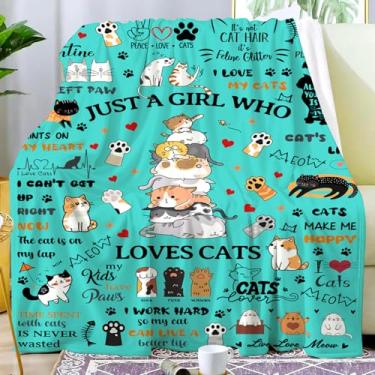 Imagem de Cobertor de presentes de gato para mulheres, meninas, apenas uma garota que ama gatos, cobertores com gatos, presentes para mulheres, meninas, adultos, amantes de gatos, decorações de aniversário