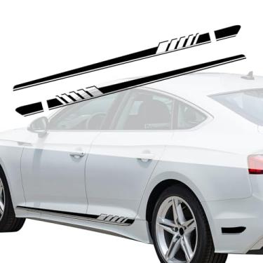 Imagem de HQRNYP 2 peças de decalques laterais para carroçaria, adesivos automotivos personalizados de 225 cm x 4,52 m, acessórios automotivos, decoração externa, esportes, corridas, adesivos autoadesivos