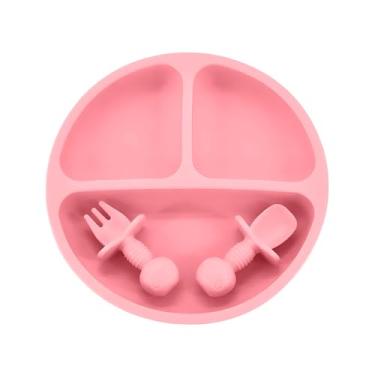 Imagem de Life Baby Feeding Set CR-001 Rosa Completo para Introdução Alimentar Bebê - Prato e Tigela com Ventosa, Colher Macia, Silicone Livre de BPA