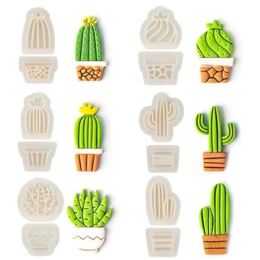 Imagem de Conjunto de 12 peças de cortadores de argila de polímero, cortador de moldes de brinco de argila de plástico, kit de modelagem faça você mesmo para fazer cortadores de vasos de plantas de polímero