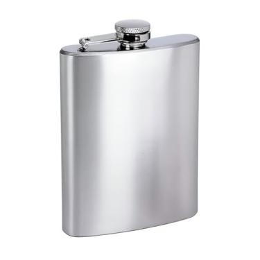 Imagem de Cantil de Aço Inoxidável Portátil, Frasco de Bolso para Bebidas, Design Elegante em Prata, Resistente e Durável