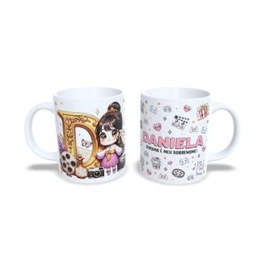 Imagem de Caneca de Cerâmica Personalizada Amanda, Tema Dorama, Branca com Ilustração Kawaii, 325ml (d)