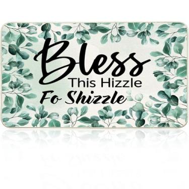 Imagem de Capachos de boas-vindas engraçados Bless This Home Tapete de porta cristão para entrada interna Welcome Bless This Hizzle tapetes de porta com borracha antiderrapante tapete de presente para