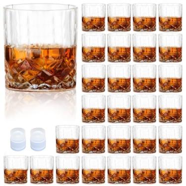 Imagem de LECEHIVO Pacote com 28 copos de uísque à moda antiga, copo de bourbon de 290 ml, com 2 peças de moldes de bola de gelo, copos de coquetel de cristal, reutilizáveis, copos de pedras de licor de vodca