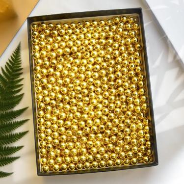 Imagem de Laopottbeads 800 contas douradas de 8 mm para fazer joias, kit DIY para pulseiras, brincos, colares e tornozeleiras