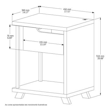 Imagem de Mesa De Cabeceira Moderna Jb 1010 Nature Bechara