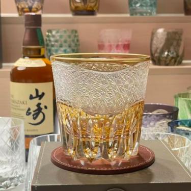 Imagem de suigetsu Copo de uísque de cristal, design gravado em constelação, capacidade de 320 ml, estilo astronômico moderno (luz solar laranja)