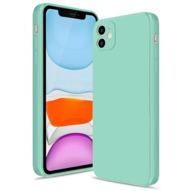 Imagem de Btstring Capa para iPhone 11, capa de silicone macio com proteção de câmera atualizada, capa fina à prova de choque com forro de microfibra antiarranhões, verde menta