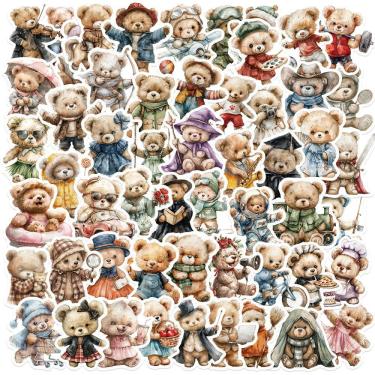 Imagem de Pacote de adesivos: fofo ursinho de pelúcia, desenho animado, impermeável, 55 unidades