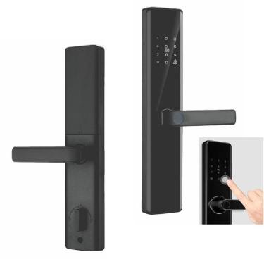 Imagem de Fechadura Eletronica Digital App Biometria Wifi Cartao Chave Segurança Residencial Smartphone Celular Aviso Sonoro