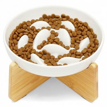 Imagem de Tigela de alimentação lenta para gatos e cães pequenos, design de piscina Cilkus para peixes, tigela divertida e interativa para inchaço para comer dieta saudável feita de material de melamina de grau