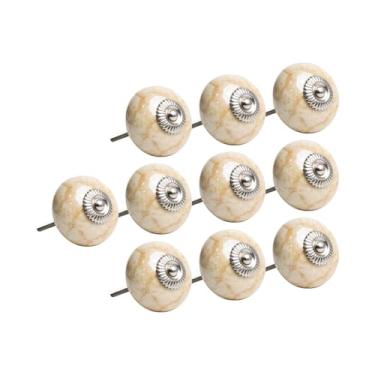 Imagem de 10 Puxador Cerâmica Abóbora Floral Gaveta Armário Colonial (Marfim - MPPON127)