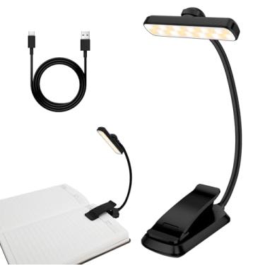Imagem de Lâmpada de leitura de livro 5 cores temperatura 360° luz de leitura USB flexível com 24 LEDs para estudo e trabalho (preto)