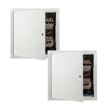 Imagem de MouMouPurr Pacote com 2 painéis de acesso de metal espessos de 1 mm 12 x 12 polegadas para drywall, porta do sótão, acesso ao teto, portas de acesso de encanamento, painel articulado removível para