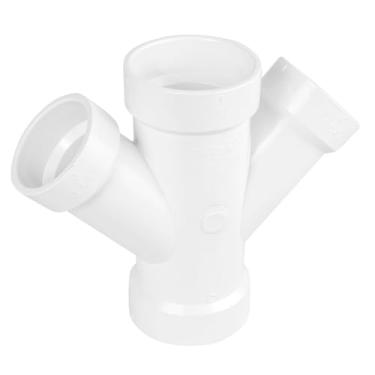 Imagem de SUPPLYGIANT (Pacote com 10) Cubo redutor de PVC DWV duplo Wye de 7,6 cm x 7,6 cm x 5 cm – Encaixe de drenagem de PVC branco, resíduos e ventilação