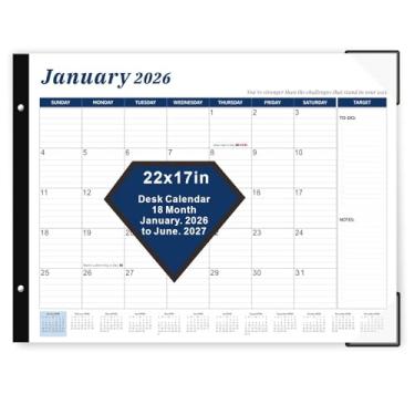Imagem de SIRUIFEN Calendário de mesa 2026, calendário de mesa grande 2026-2027, 56 x 43 cm, agenda de 18 meses, janeiro de 2026 a junho de 2027, com capa de plástico, calendário de planejamento mensal adequado