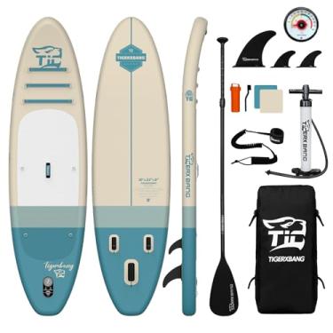 Imagem de TIGERXBANG Prancha Inflável Para Stand-Up Paddle Com Acessórios Sup, Minimalista E Antiderrapante Adultos Jovens De Todos Os Níveis Habilidade, Coleção Sunny Wave - Azul