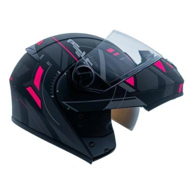 Imagem de Capacete Peels U-RB2 Dynamic Preto Fosco e Rosa, Capacete de Moto Esportivo, Preto com Detalhes Rosa, Viseira Transparente, Design Moderno Aerodinâmico (58)