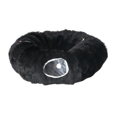 Imagem de Generic Túnel para Gatos, Cama Tubular, para Gatinhos, Centro de Atividades, Esconderijo Confortável com Bola para Furões, Chinchilas e Hamsters -, Preto
