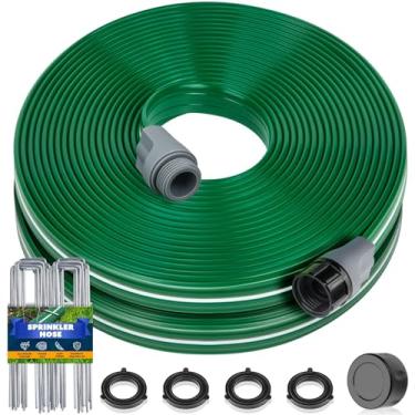 Imagem de Jin&Bao Mangueira de irrigação com furos de 1,2 m, mangueira de irrigação resistente para jardim, sistema de irrigação de alta eficiência para gramado e jardim com grampos