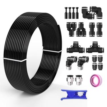 Imagem de CNZG PNEU Linha de ar de 1/8, kit de mangueira de ar OD de 1/20.3 cm, kit de reparo de tubulação de avião tubo compressor com conexões de pressão para conectores (preto - 10 m)