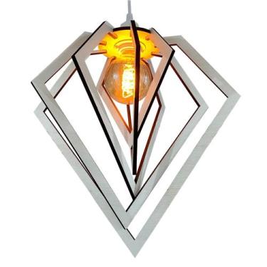 Imagem de Lustre Luminária Pendente Teto Sala Balcão Diamante Branco - Caroá